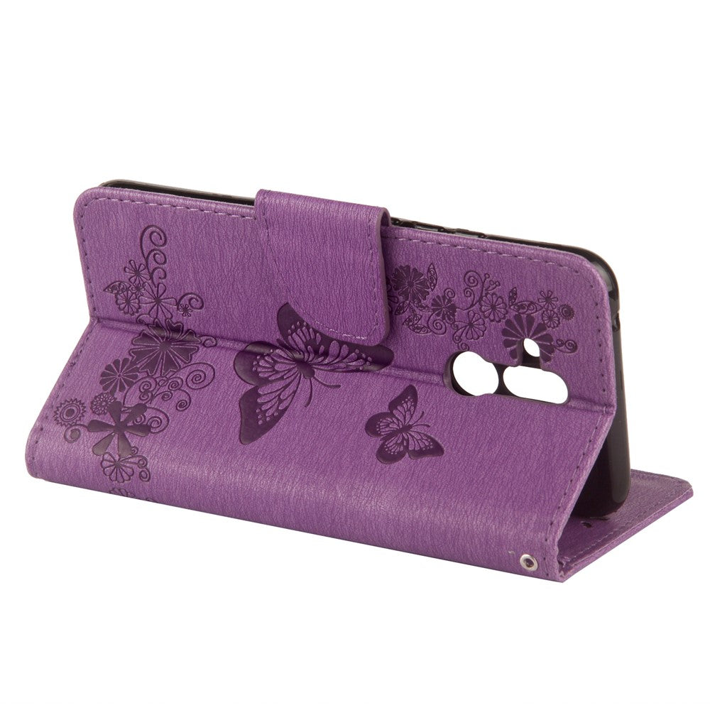 Imprint Butterfly Flower Wallet Leather Magnetic Case for Huawei Mate 20 Lite / Maimang 7