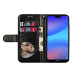 Flash Powder Läderfodral med Blixtlås och Stativ och Rem till Huawei P20 Lite / Nova 3e (Kina)