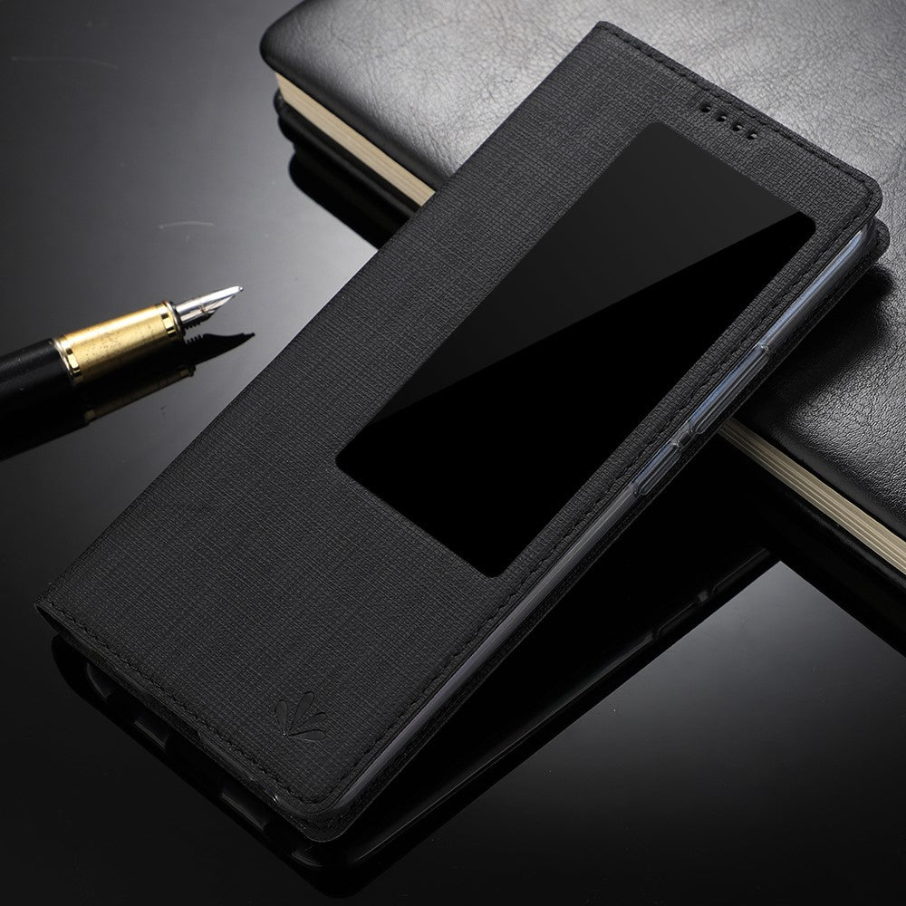 VILI DMX Window View Cross Texture Leather Stand Cover for Huawei Mate 20 Pro