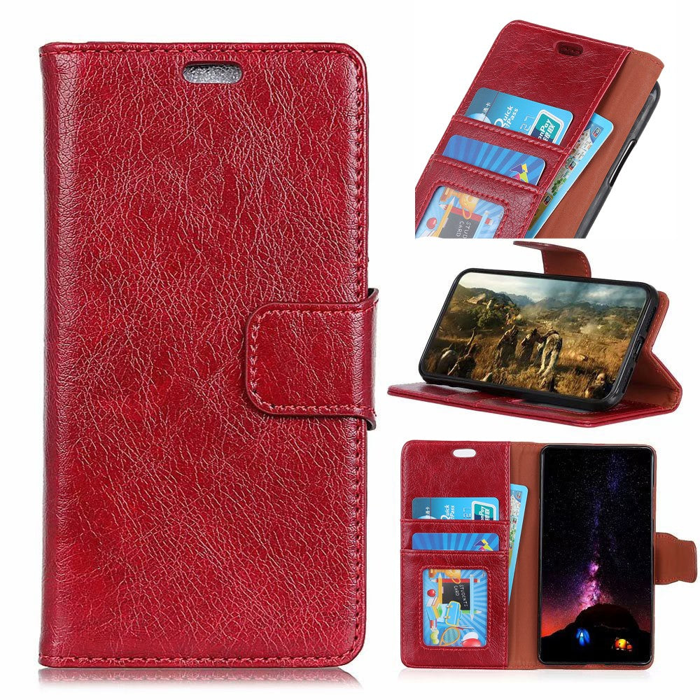 Textured Split Leather Wallet Case for Huawei Honor 10 Lite / P Smart (2019)