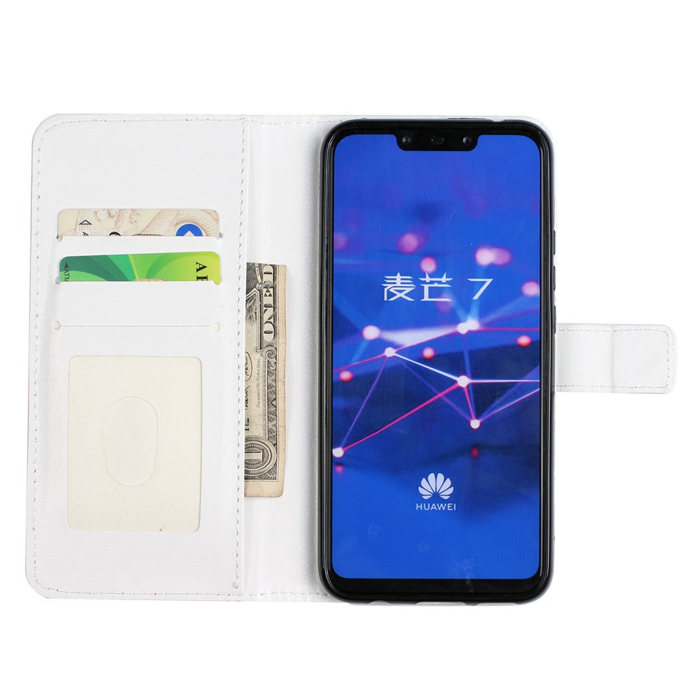 Ljuspunktsdekor Mönstrad Präglad Magnetiskt Läderfodral till Huawei Mate 20 Lite