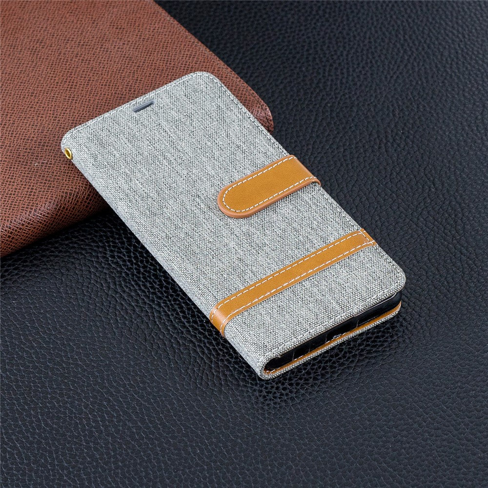 Two-tone Jean Cloth PU Leather Flip Mobile Phone Case for Huawei P30