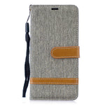 Two-tone Jean Cloth PU Leather Flip Mobile Phone Case for Huawei P30