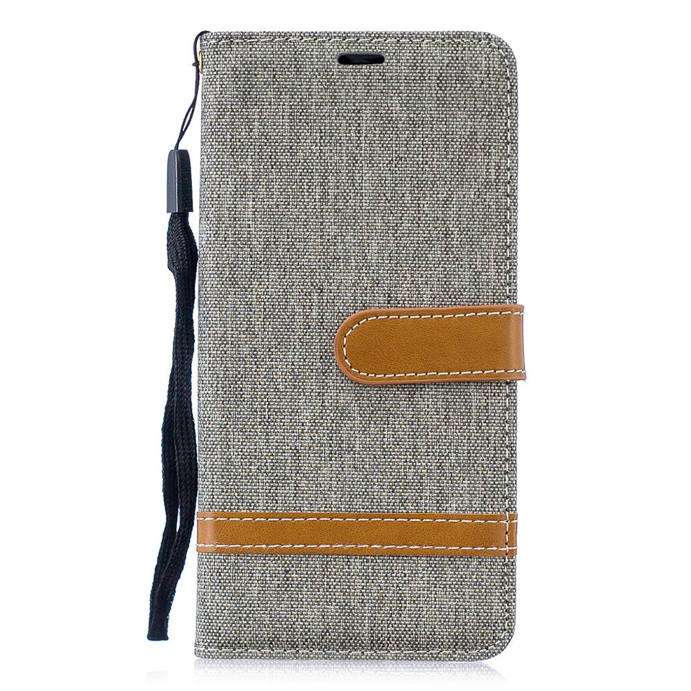 Two-tone Jean Cloth PU Leather Flip Mobile Phone Case for Huawei P30