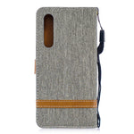 Two-tone Jean Cloth PU Leather Flip Mobile Phone Case for Huawei P30