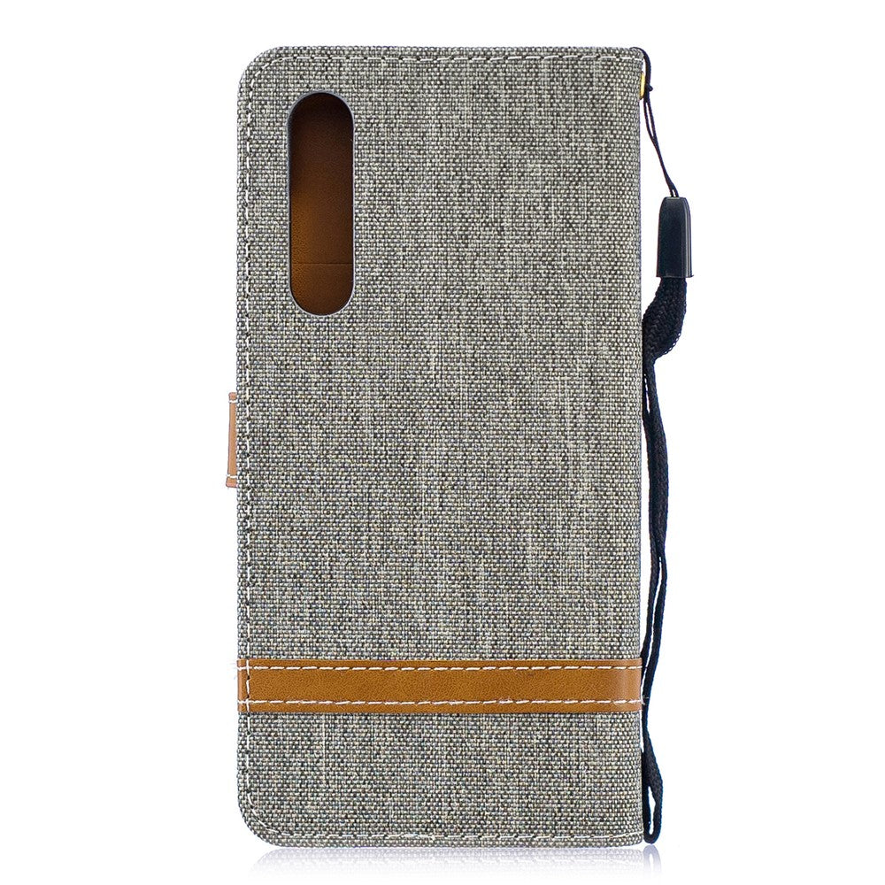 Two-tone Jean Cloth PU Leather Flip Mobile Phone Case for Huawei P30