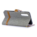 Two-tone Jean Cloth PU Leather Flip Mobile Phone Case for Huawei P30