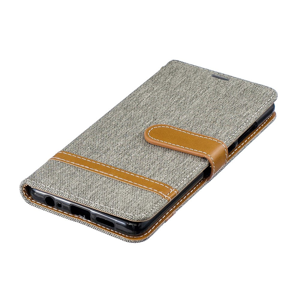 Two-tone Jean Cloth PU Leather Flip Mobile Phone Case for Huawei P30