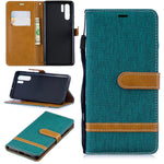 Two-tone Jean Cloth PU Leather Flip Cell Phone Case for Huawei P30 Pro