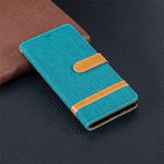 Two-tone Jean Cloth PU Leather Flip Cell Phone Case for Huawei P30 Pro