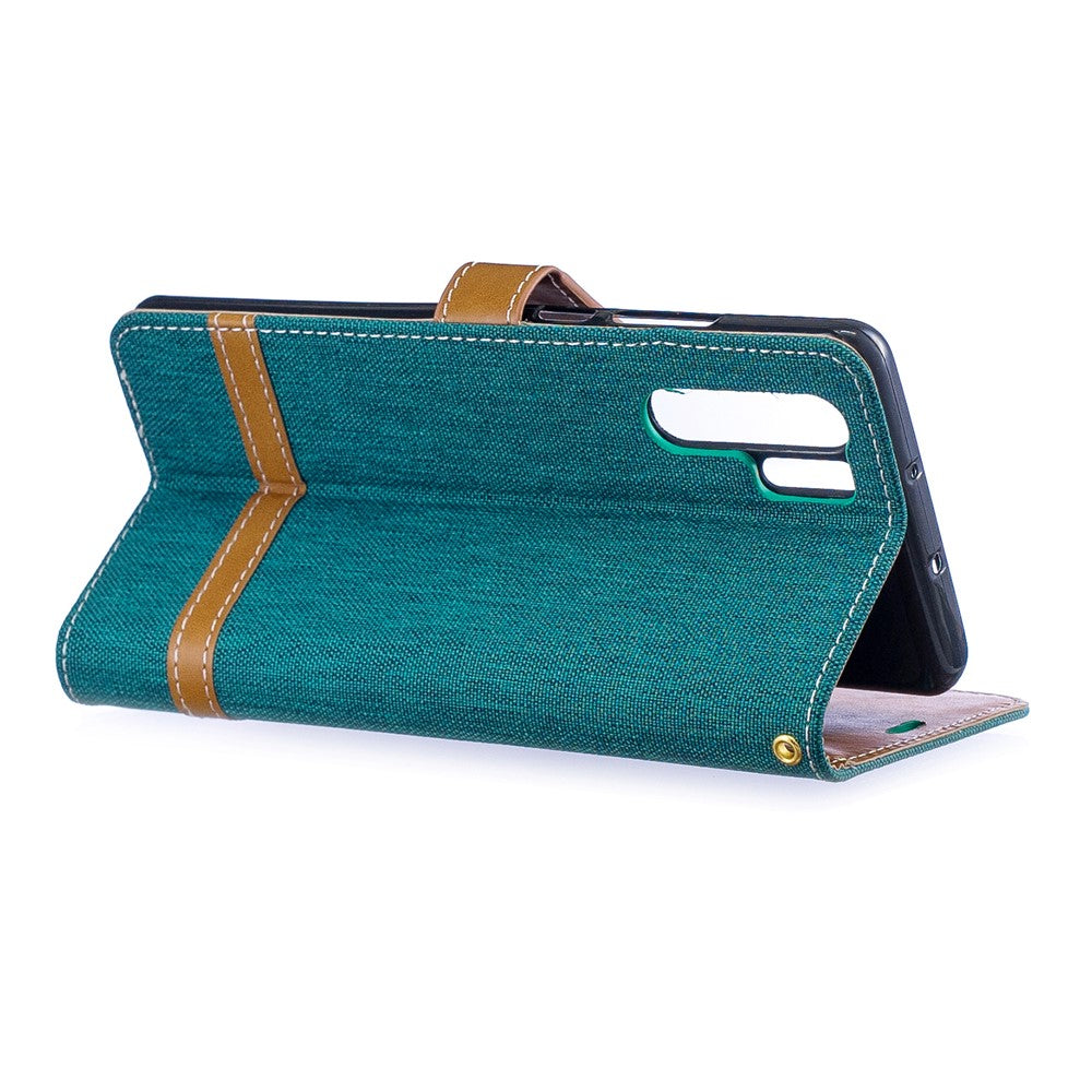Two-tone Jean Cloth PU Leather Flip Cell Phone Case for Huawei P30 Pro