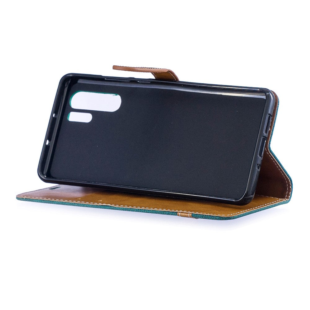 Two-tone Jean Cloth PU Leather Flip Cell Phone Case for Huawei P30 Pro