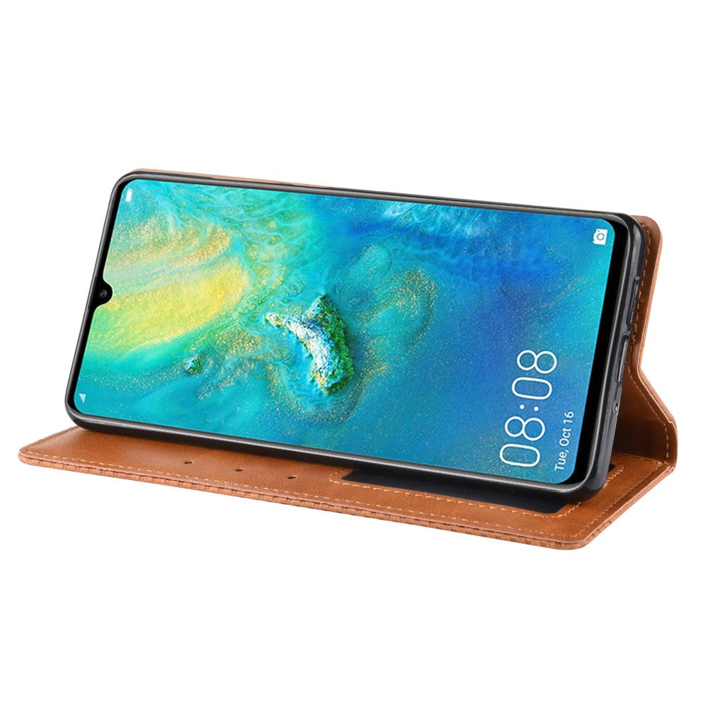 Vintage Style Magnetic Closue Leather Wallet Stand Phone Shell Case for Huawei P30 Pro