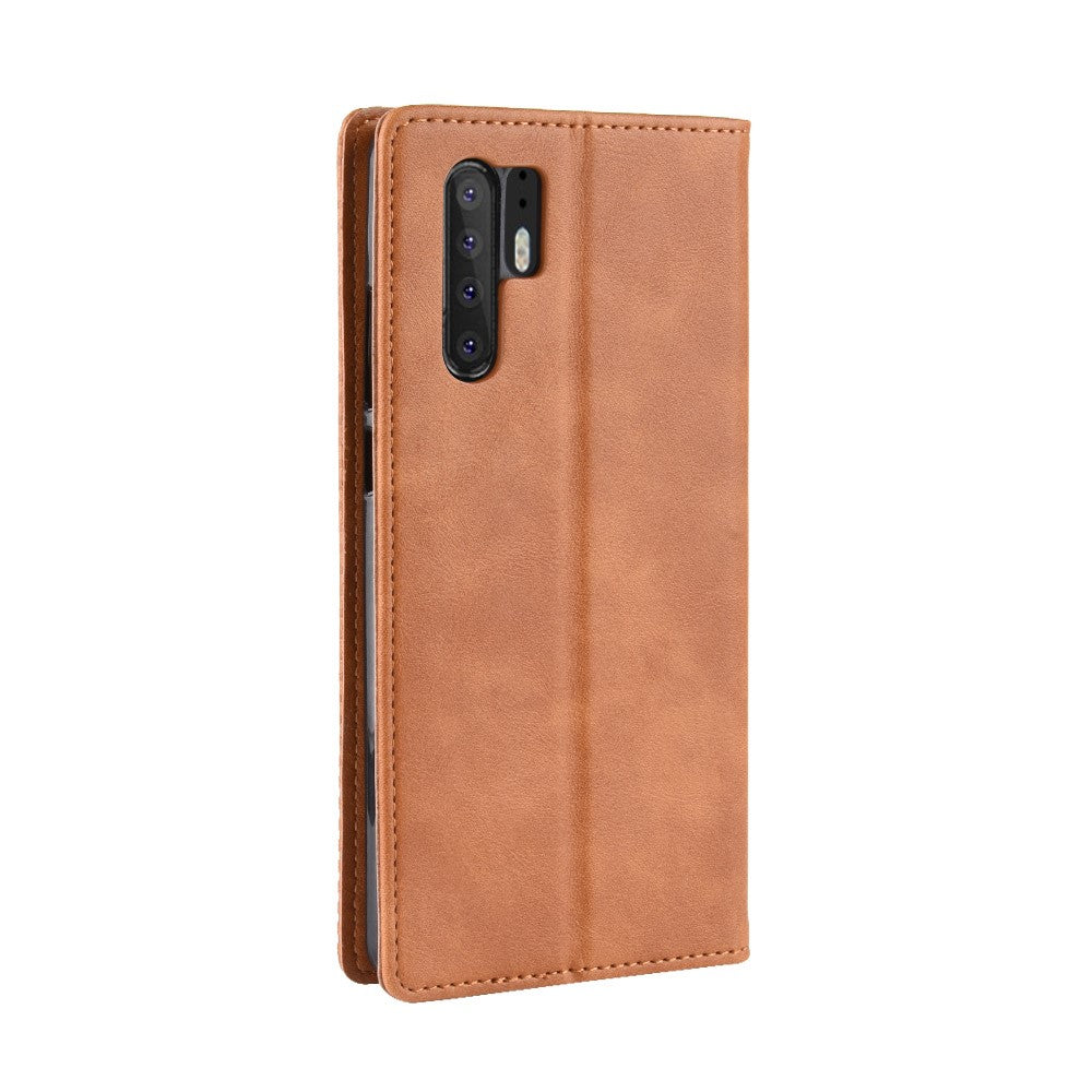 Vintage Style Magnetic Closue Leather Wallet Stand Phone Shell Case for Huawei P30 Pro
