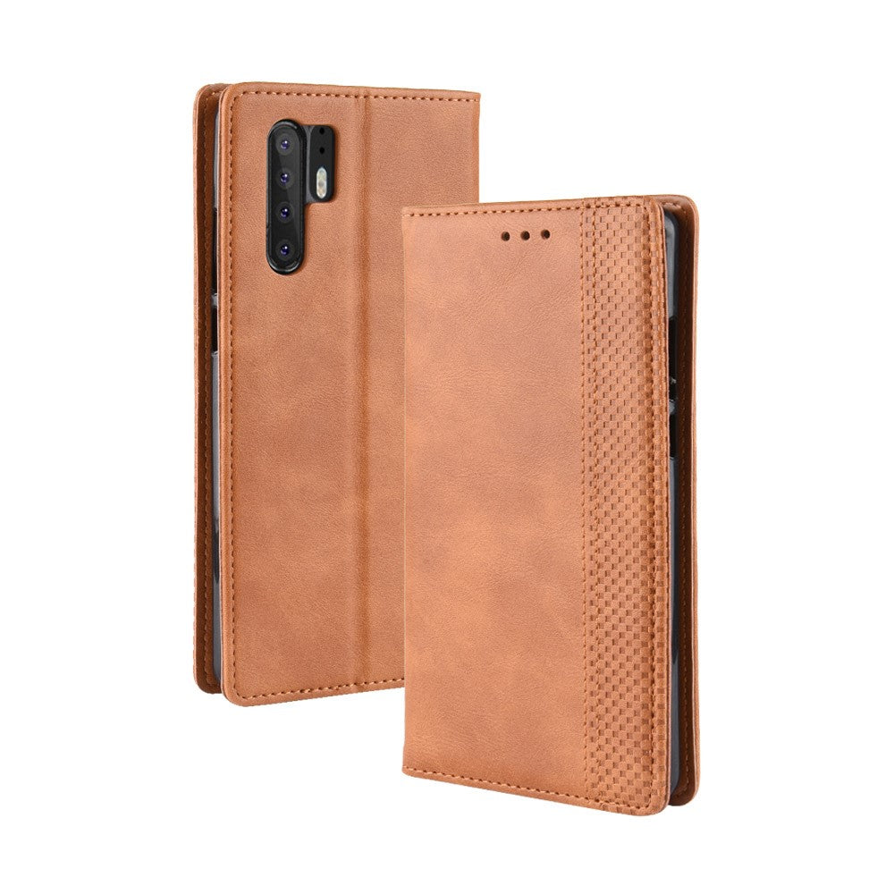Vintage Style Magnetic Closue Leather Wallet Stand Phone Shell Case for Huawei P30 Pro