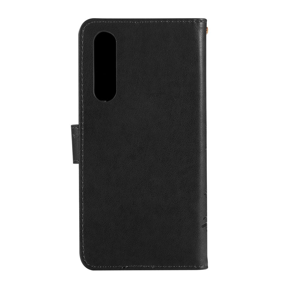 Huawei P30 Imprint Butterfly Flower Läderplånboksfodral med rem