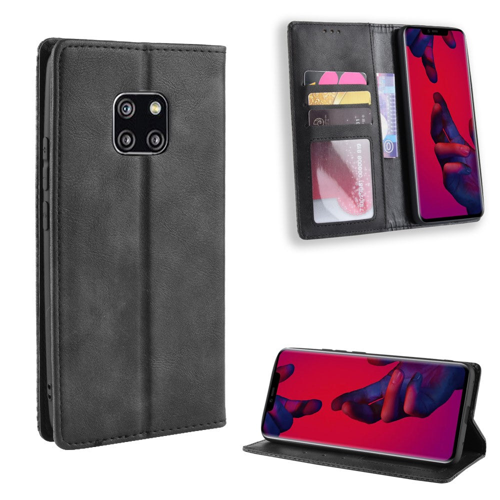 Självabsorberande plånboksfodral i läder i vintagestil för Huawei Mate 20 Pro