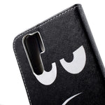 Plånboksfodral i läder med korsmönster och tryck till Huawei P30 Pro