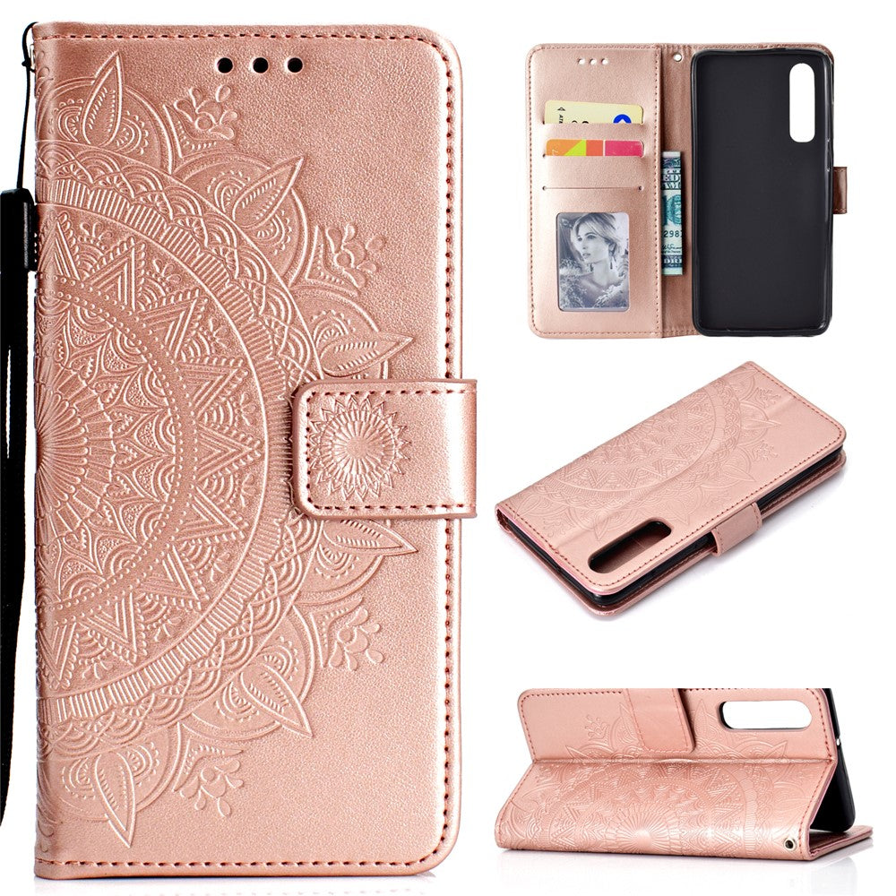 Huawei P30 Mobilskal Mandala Blomma Plånbok PU Läderfodral