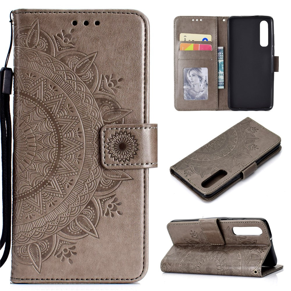 Huawei P30 Mobilskal Mandala Blomma Plånbok PU Läderfodral