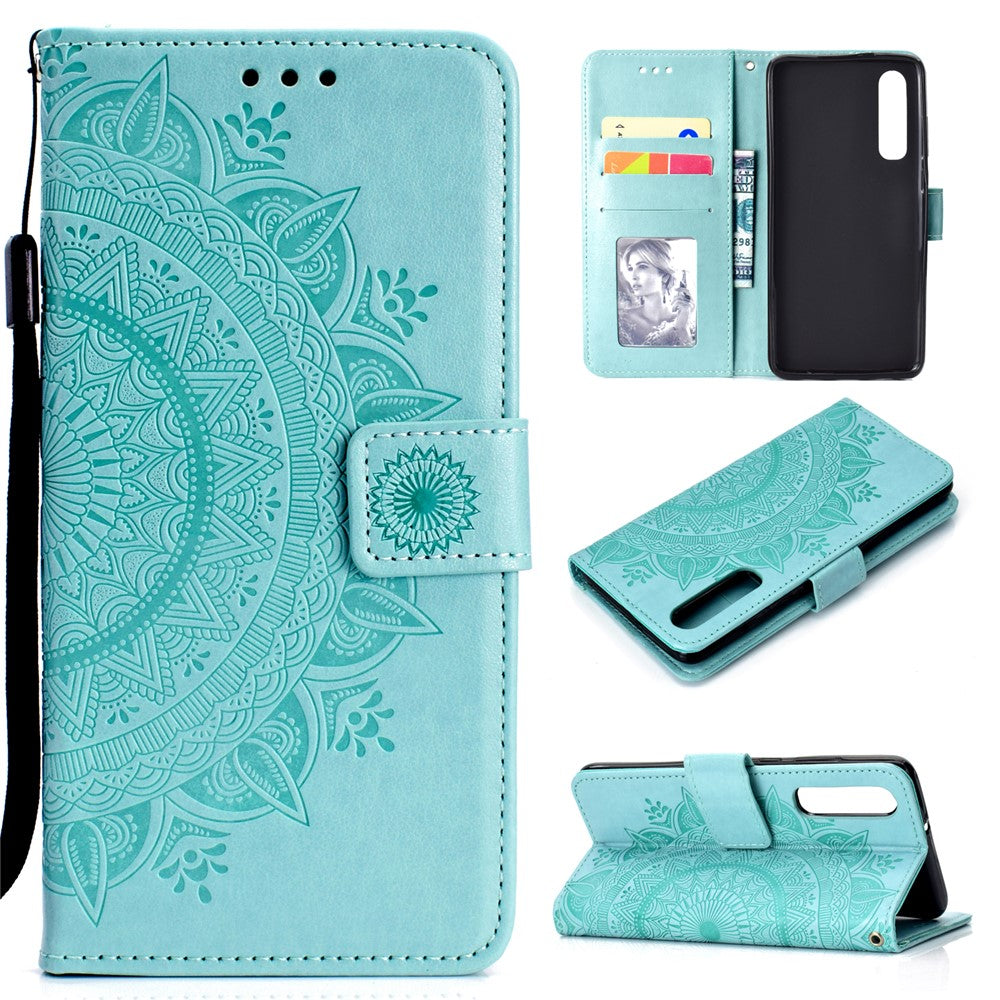 Huawei P30 Mobilskal Mandala Blomma Plånbok PU Läderfodral