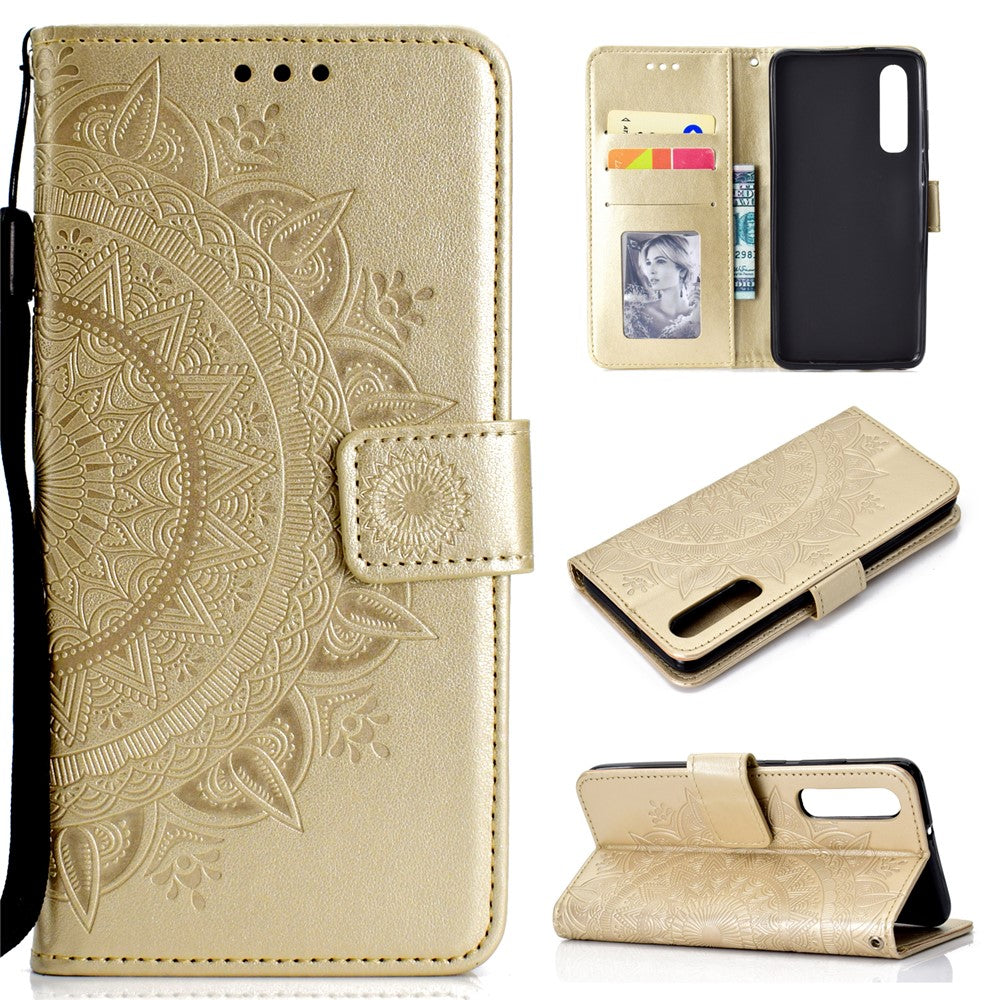 Huawei P30 Mobilskal Mandala Blomma Plånbok PU Läderfodral