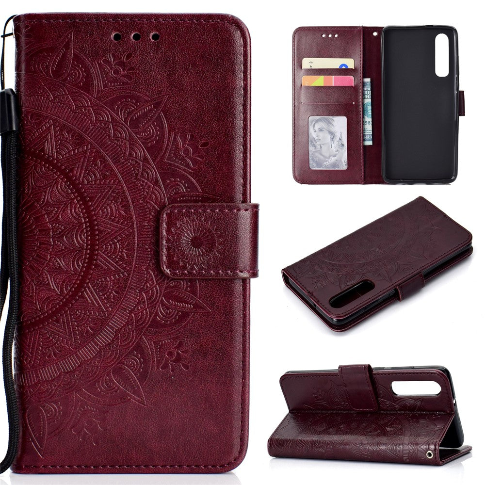 Huawei P30 Mobilskal Mandala Blomma Plånbok PU Läderfodral