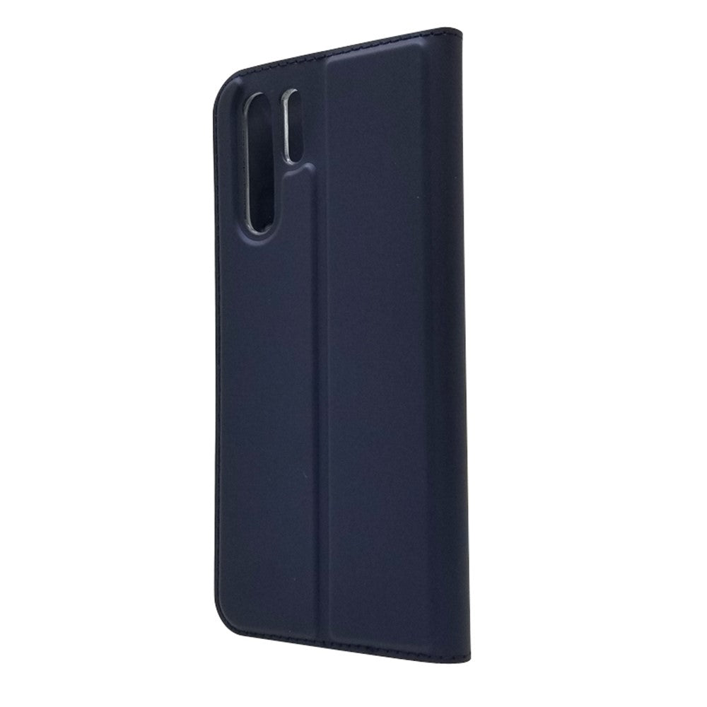 Självabsorberande stativ i läder med kortplats för Huawei P30 Pro