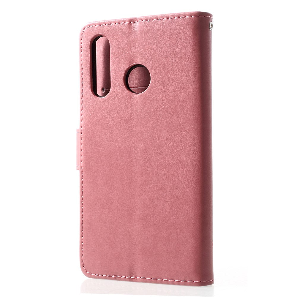 Läderfodral med fjärilsmotiv och blommotiv för Huawei P30 Lite