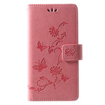 Läderfodral med fjärilsmotiv och blommotiv för Huawei P30 Lite
