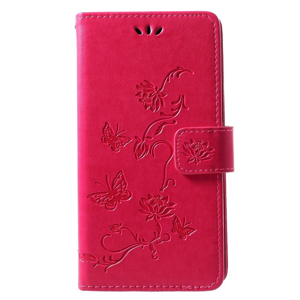 Läderfodral med fjärilsmotiv och blommotiv för Huawei P30 Lite