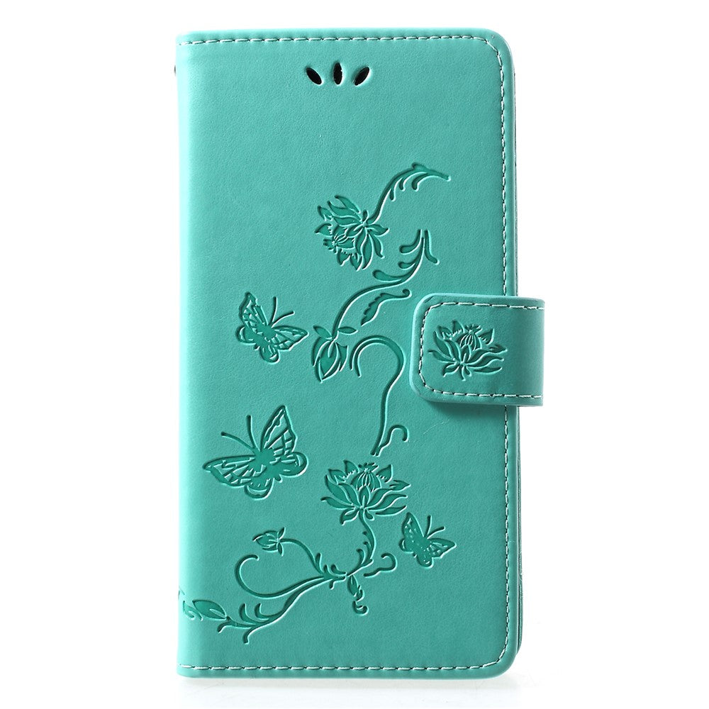 Läderfodral med fjärilsmotiv och blommotiv för Huawei P30 Lite