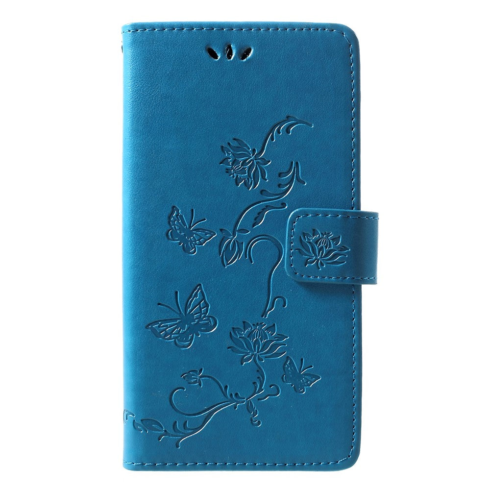 Läderfodral med fjärilsmotiv och blommotiv för Huawei P30 Lite
