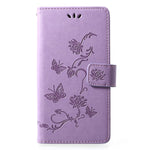 Läderfodral med fjärilsmotiv och blommotiv för Huawei P30 Lite