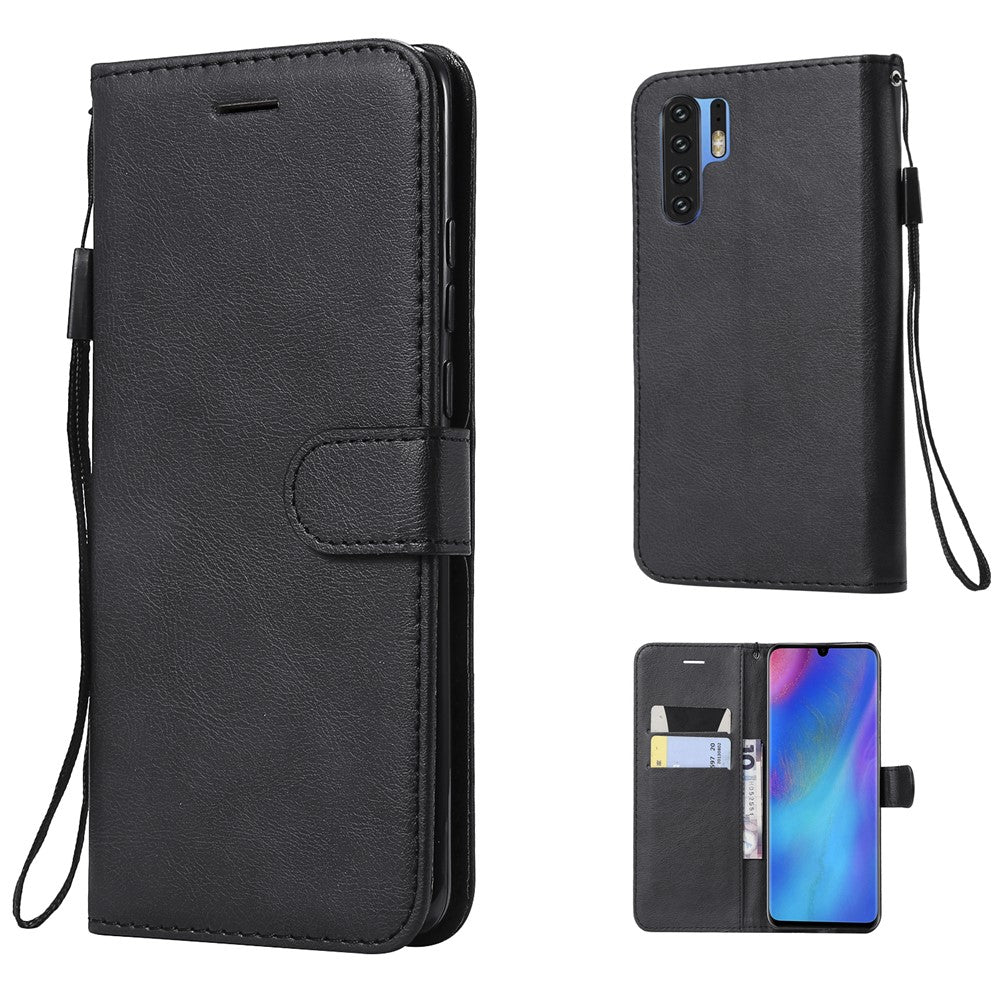 Enfärgad plånbok i läder med stativ till mobilmobilen för Huawei P30 Pro
