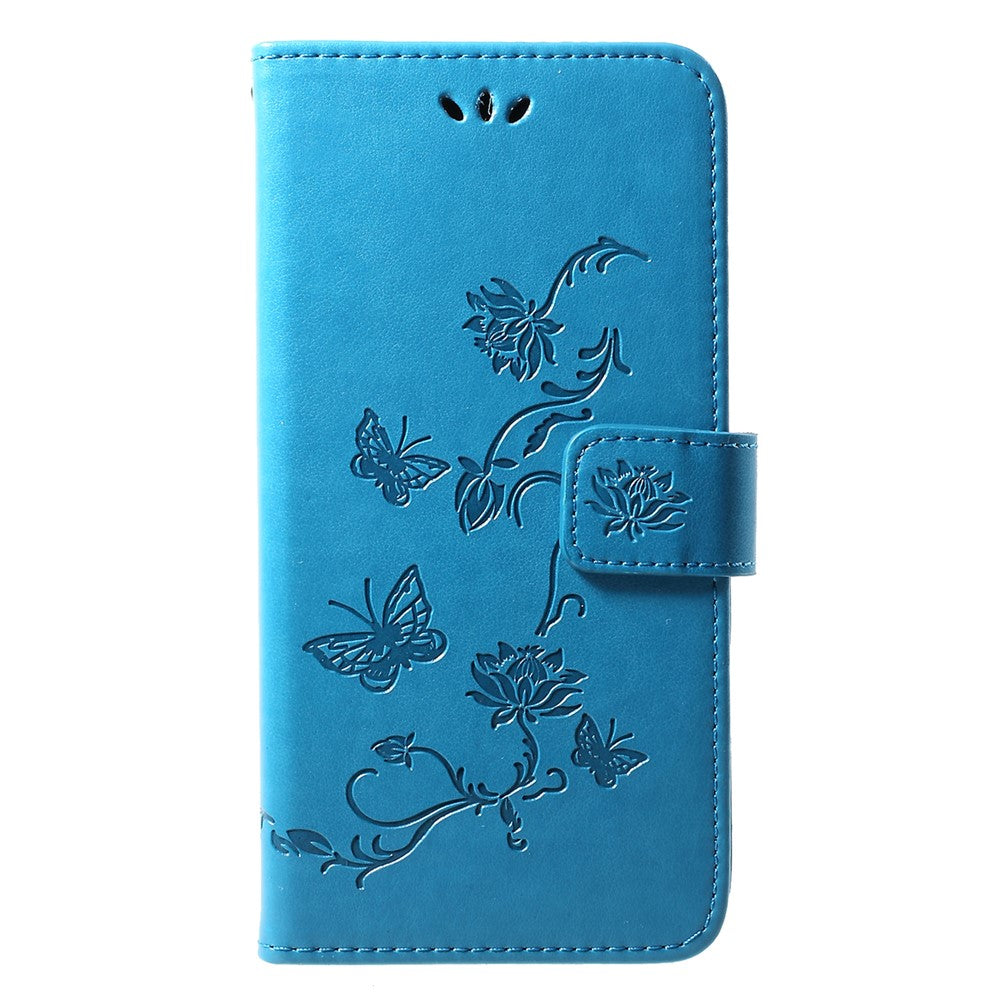 For Huawei Y7 (2019) Imprint Butterfly Flower Leather Mobile Shell [Wallet Stand]