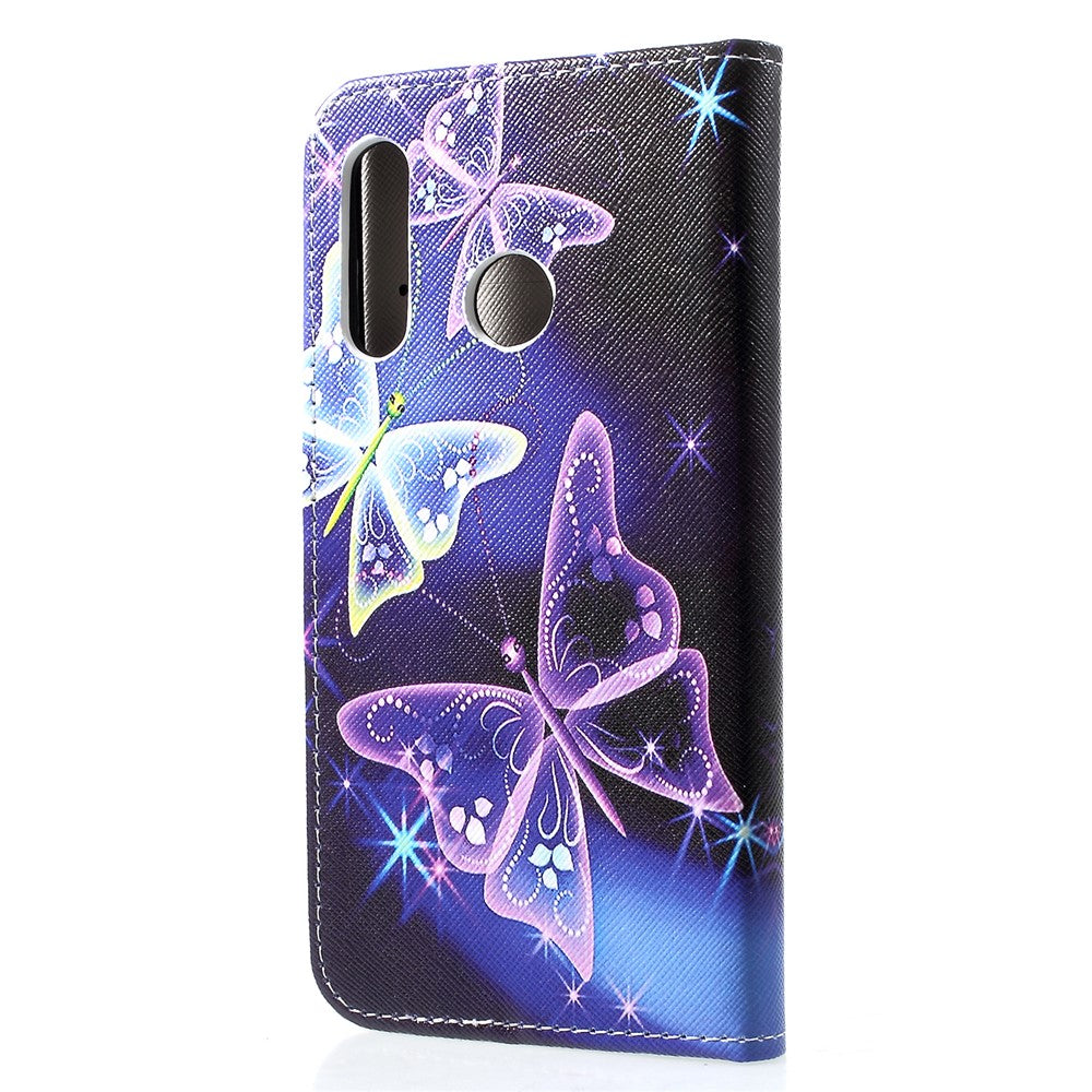 Fingerprint-Free Cross Texture Pattern Printing PU Leather Flip Phone Cover for Huawei P30 Lite