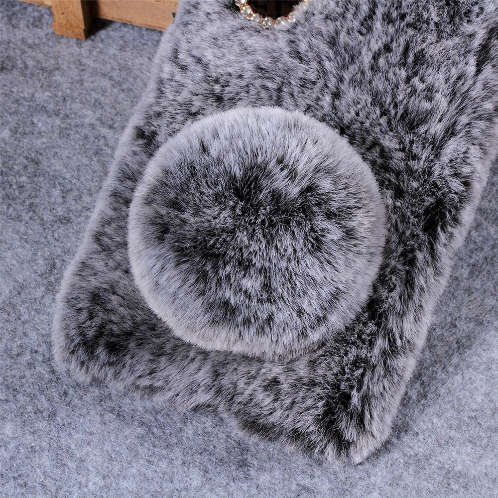 Kaninformat fluffigt pälsbelagt strass TPU-skal till Huawei P30