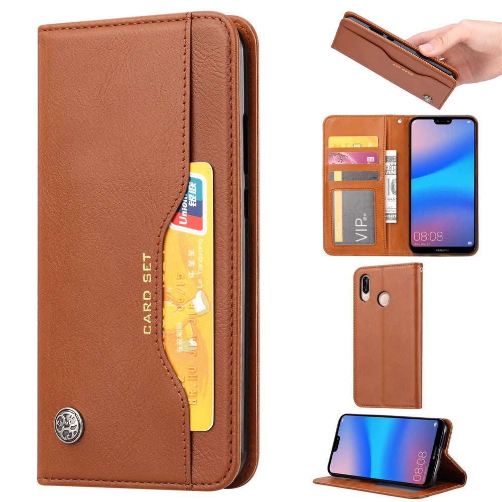 Auto-absorbed Flip Leather [Wallet Stand] Phone Case for Huawei P30 Lite/nova 4e/P30 Lite New Edition