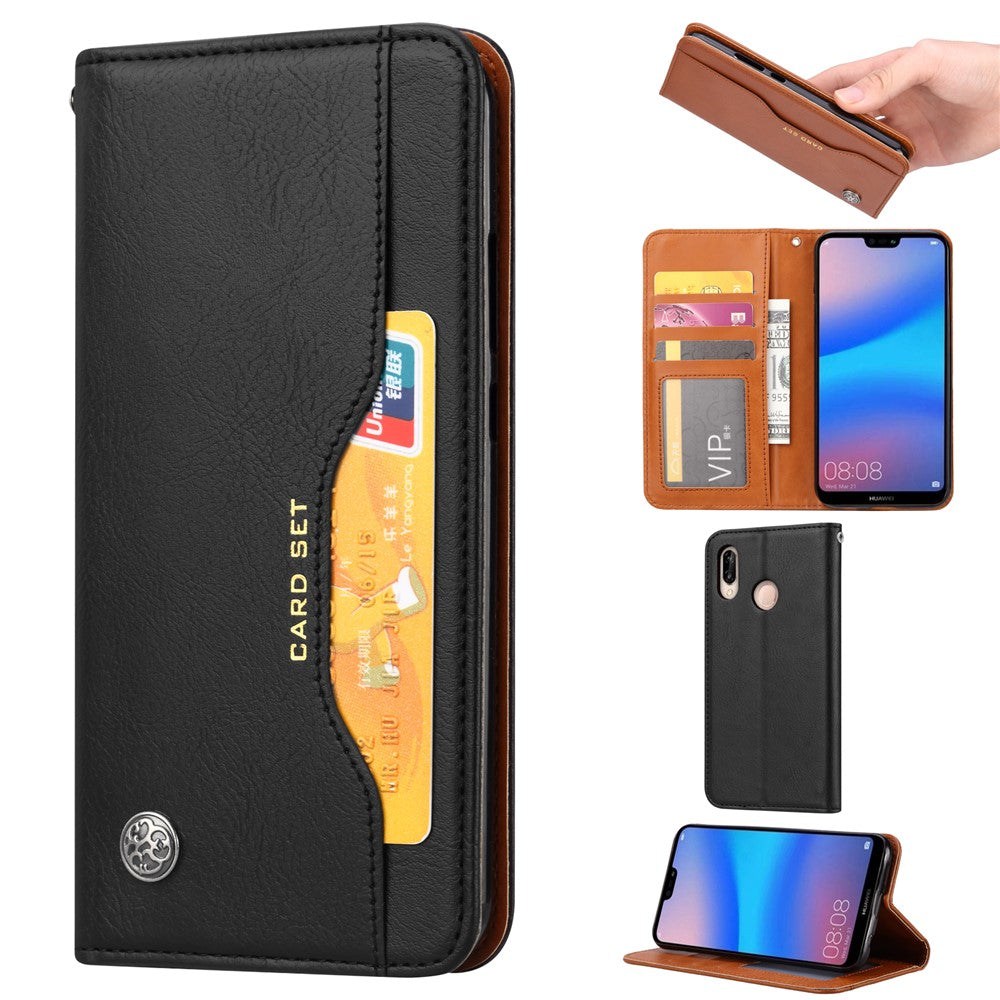Auto-absorbed Flip Leather [Wallet Stand] Phone Case for Huawei P30 Lite/nova 4e/P30 Lite New Edition