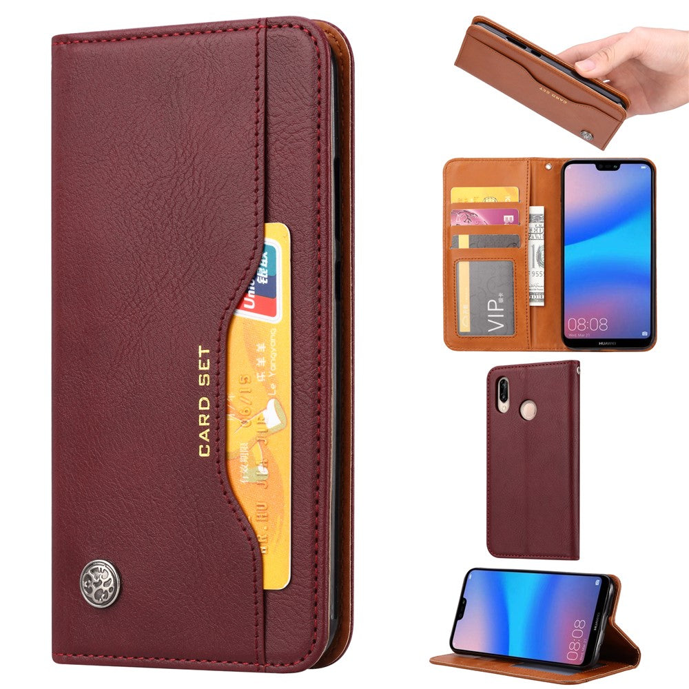 Auto-absorbed Flip Leather [Wallet Stand] Phone Case for Huawei P30 Lite/nova 4e/P30 Lite New Edition