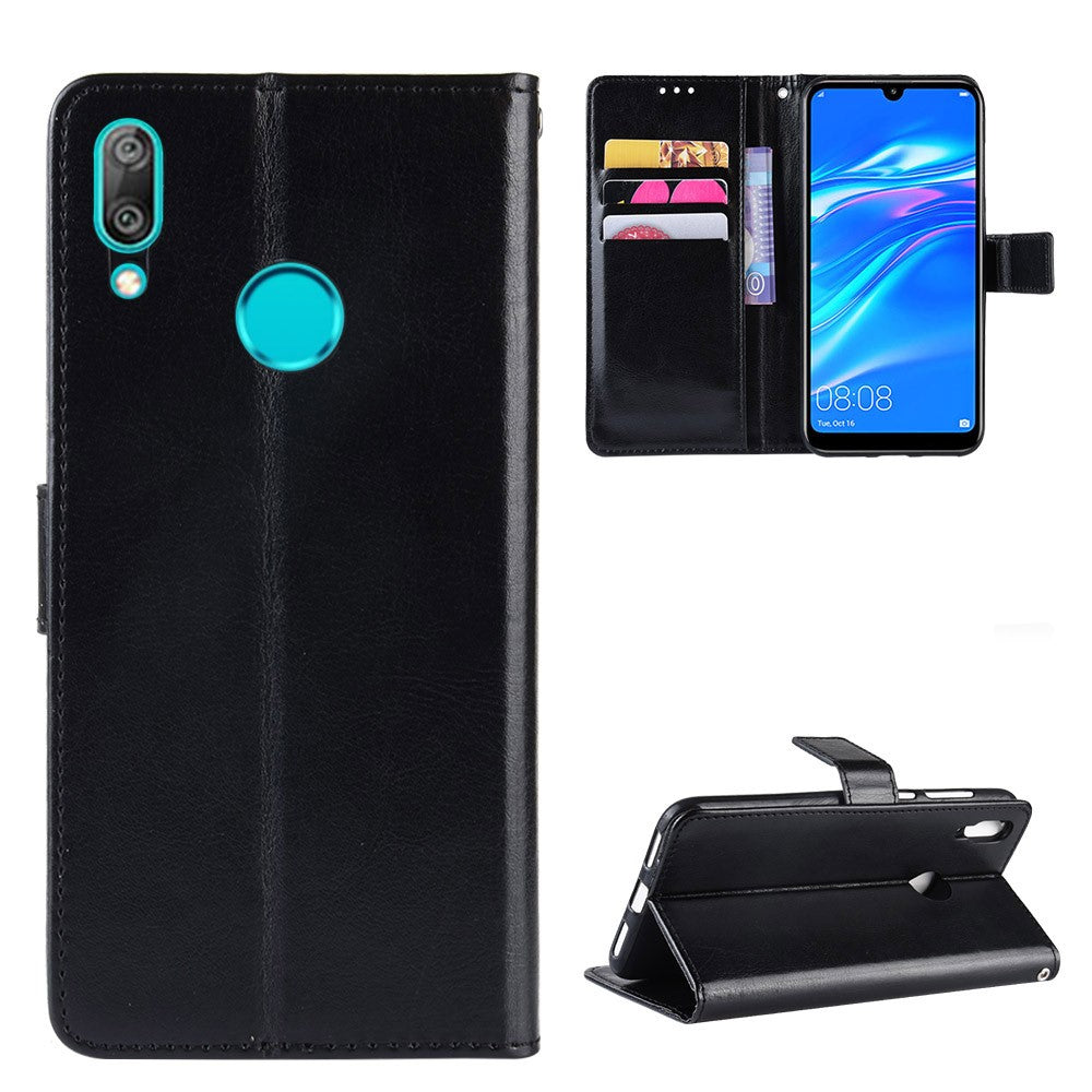 Crazy Horse Wallet Leather Case with Strap for Huawei Y7 (2019)/Y7 Prime (2019)
