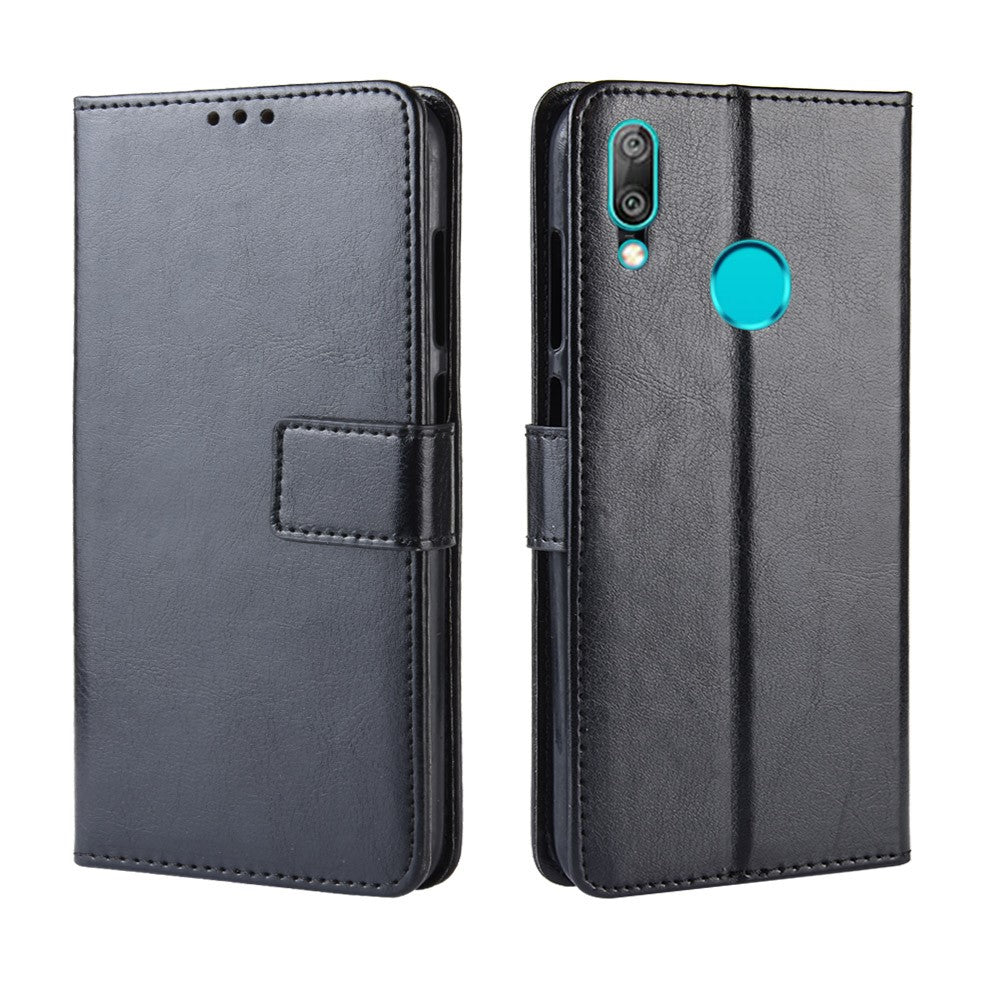Crazy Horse Wallet Leather Case with Strap for Huawei Y7 (2019)/Y7 Prime (2019)