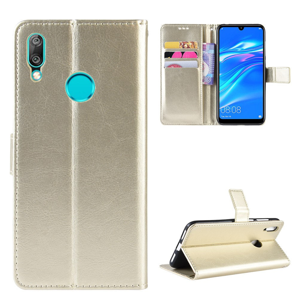 Crazy Horse Wallet Leather Case with Strap for Huawei Y7 (2019)/Y7 Prime (2019)