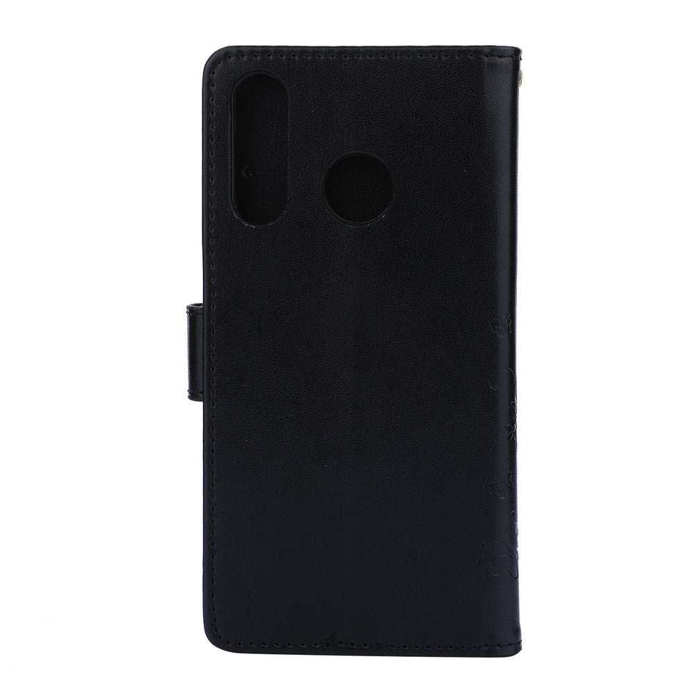 Läderplånboksfodral med fjärilsmotiv och blommotiv till Huawei P30 Lite