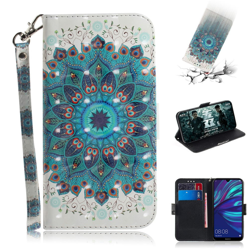 Mönstertryck med ljuspunktsdekor i läder till Huawei P30 Lite New Edition/P30 Lite/nova 4e