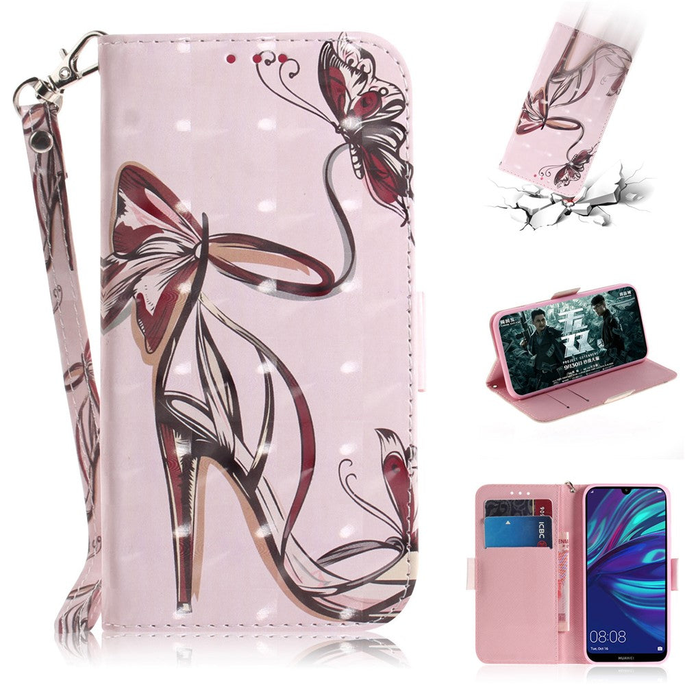 Mönstertryck med ljuspunktsdekor i läder till Huawei P30 Lite New Edition/P30 Lite/nova 4e