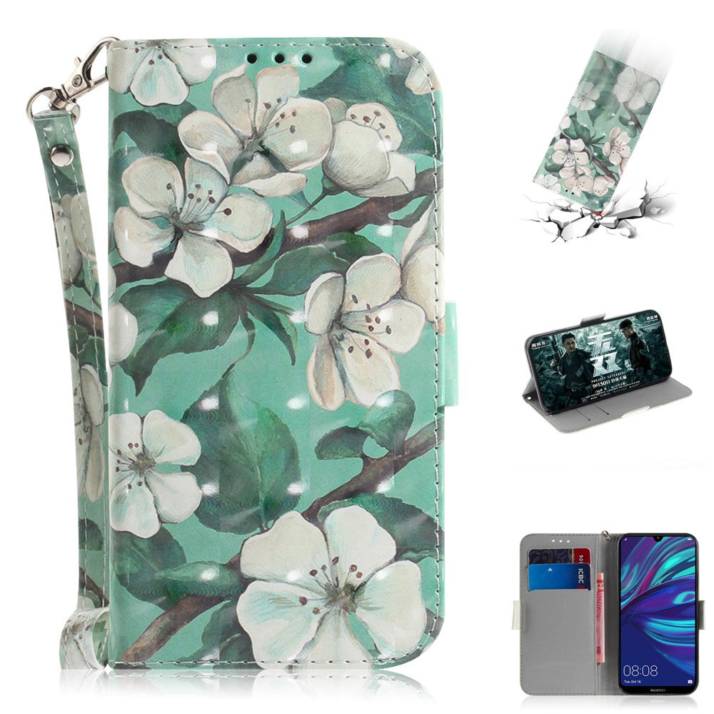 Mönstertryck med ljuspunktsdekor i läder till Huawei P30 Lite New Edition/P30 Lite/nova 4e