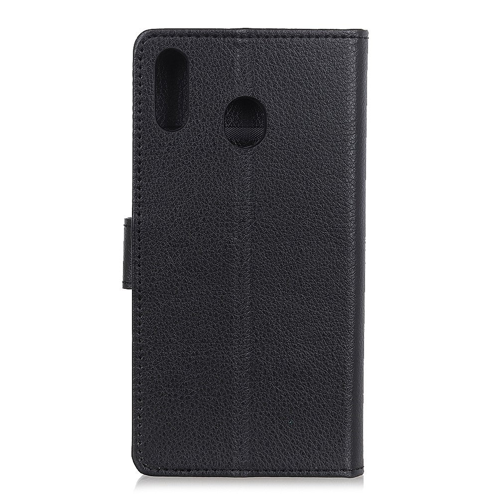 Pungcover i PU-læder med litchi-tekstur til Huawei Y6 (2019, med fingeraftrykssensor) / Y6 Prime (2019)