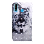 Läderfodral med mönstrat läderplånbok och ljuspunktsdekor till Huawei P30 Lite New Edition/P30 Lite/nova 4e